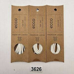 LOT OF 3 - ECCO PREMIUM LACES 120CM WHITE ROUND NIB 1X3 PAIR
